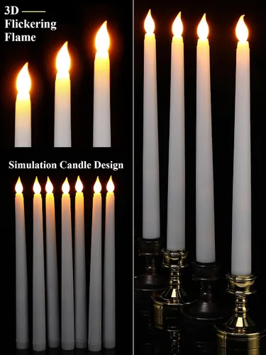 Miniatura 3 de Treela 24 Velas Cónicas Sin Llama Operadas por Batería a Granel Velas Falsas de 11 Pulgadas Luz LED Candelabros Parpadeantes Cónicos para Decoración