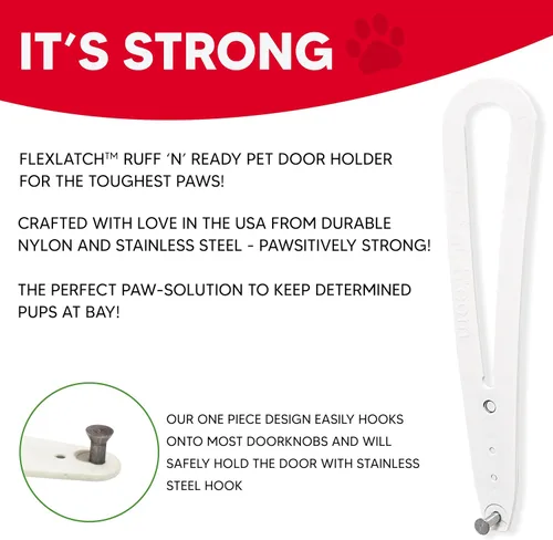 Miniatura 7 de FlexLatch Pestillo de puerta para gatos - Pestillo de puerta para gatos extragrande, alternativa a la puerta de gato, se instala rápidamente, correa