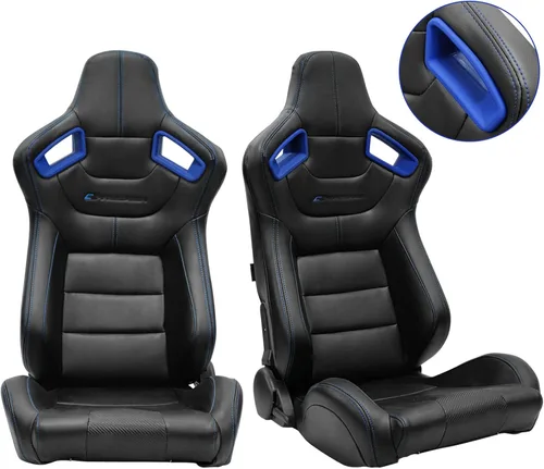 Miniatura 10 de FREEMOTOR802 Asientos universales de carreras, asientos deportivos reclinables con control deslizante de doble bloqueo ajustables, 1 par