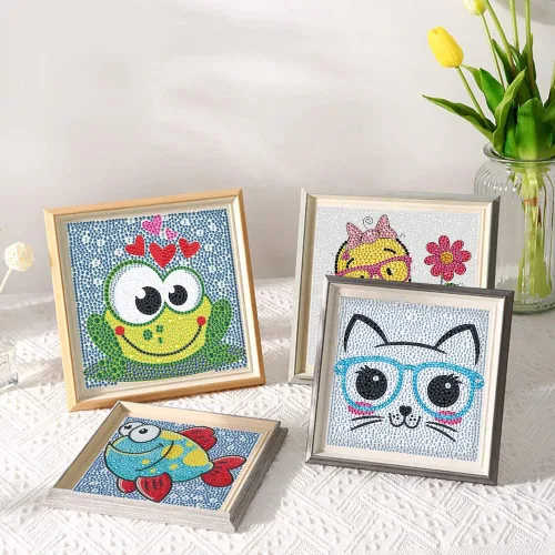 Miniatura 3 de HUBENDMC Kits de pintura de diamantes para niños, juego de manualidades de diamantes fáciles de cristal para el hogar 5D taladro completo
