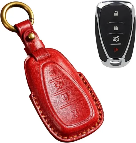 Miniatura 11 de ontto Funda de cuero para llave de automóvil de 4 botones, protección completa, compatible con Chevy Equinox Traverse Malibu Camaro, color negro