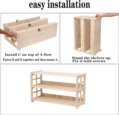 Miniatura 5 de Montessori Estantería de juguetes para niños, organizador de almacenamiento para juguetes, estantes de libros para habitación de niños, resistente