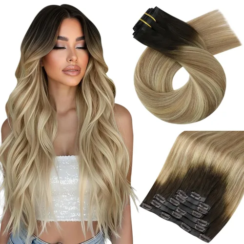 Miniatura 38 de Moresoo - Extensiones de cabello humano con pinzas, sin costuras, con trama, de poliuretano, invisible, cabello humano real, color rubio platino, 7