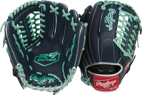 Miniatura 16 de Rawlings Guantes de béisbol de la serie R9 Tamaños 11.5 a 13 pulgadas Múltiples estilos Pro H-Web Negro/Oro