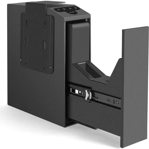 Miniatura 8 de Caja fuerte biométrica deslizante para pistola para mesita de noche, escritorio, lado de cama, camión - Caja fuerte de puerta corredera automática