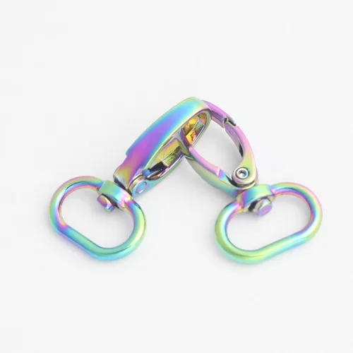 Miniatura 5 de Ganchos giratorios de metal con anillos en D y hebillas deslizantes para bolso arcoíris Tri-Glides..