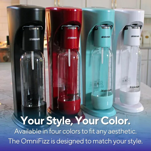 Miniatura 7 de Drinkmate OmniFizz Máquina de Agua con Gas y Refrescos, Carbonata Cualquier Bebida, PAQUETE DEFINITIVO - Incluye tres Cilindros de CO2 de 60L, Dos
