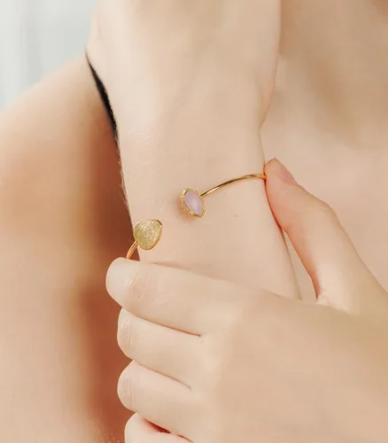 Miniatura 2 de OZEL - Pulseras para mujer, chapados en oro real de 18 quilates, pulseras de oro de cristal colorido para regalos