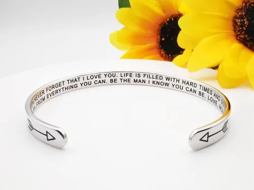Miniatura 359 de Pulseras inspiradoras para mujer, joyería de acero inoxidable, con refranes, pulsera motivacional con mensaje oculto, pulseras grabadas para mejor