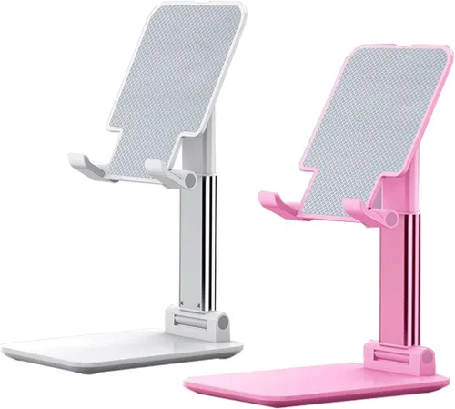 Miniatura 14 de Soporte para teléfono celular, soporte de teléfono celular ajustable en ángulo con almohadilla de silicona para escritorio, soporte de teléfono