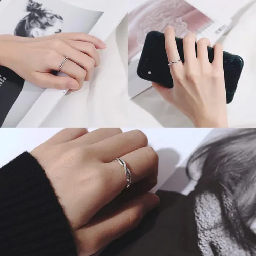 Miniatura 37 de CANDYFANCY Anillo de nudo celta de plata de ley 925 abierto para el dedo medio nudillo para mujer, tamaño ajustable 4-7