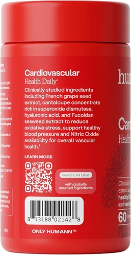 Miniatura 2 de Humann Daily Wellness, Cápsulas de extracto de semilla de uva y suplementos de circulación de ácido hialurónico, a base de plantas sin OMG, 60