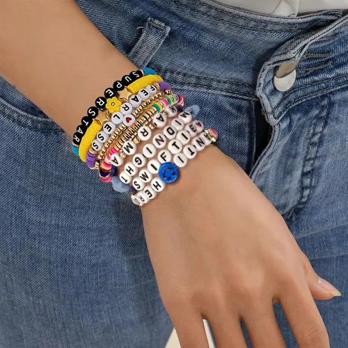 Miniatura 5 de Gpurplebud 4Pcs Taylor Bracelets Eras Tour Outfits Swiftie Lover 1989 Reputation Speak now Fearless Midnight Taylor Outfit Friendship Music Gifts