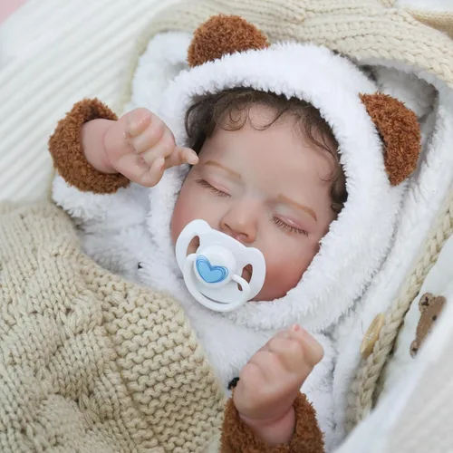 Miniatura 10 de Muñecas Reborn – Muñeca de bebé recién nacida realista de 20 pulgadas, cuerpo de tela hecha a mano, con peso suave, juego de regalo pintado avanzado