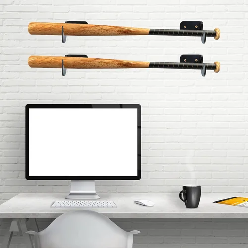 Miniatura 5 de uxcell Soporte de pared acrílico para bate de béisbol, 5 juegos de colgador horizontal para bate de béisbol, exhibición de bate de béisbol negro