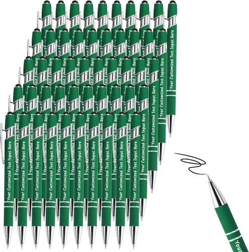 Miniatura 23 de Bolígrafo personalizado, 50 bolígrafos personalizados, grabado a granel con logotipo de nombre, lápiz digital de tinta negra suave con toque