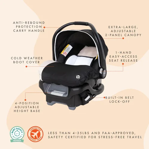 Miniatura 7 de Baby Trend Ally - Sistema de transporte de asiento de automóvil para bebé recién nacido con arnés y funda extra acogedora para bebés de hasta 35