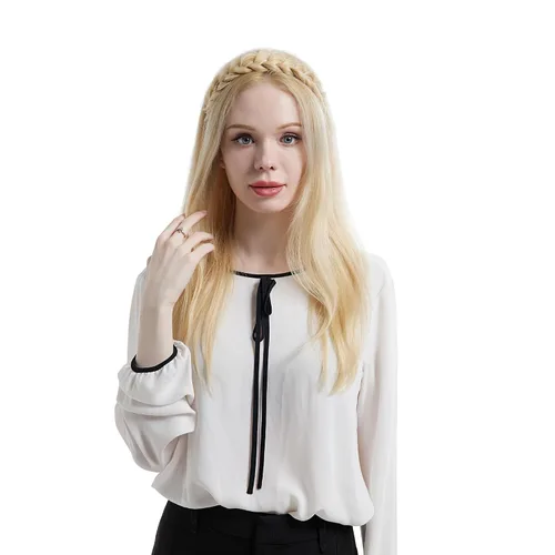 Miniatura 7 de Diadema trenzada, 2 combinaciones de 3 hebras, desordenada, ancha, esponjosa, elástica, diadema trenzada, accesorio de belleza para mujeres y niñas