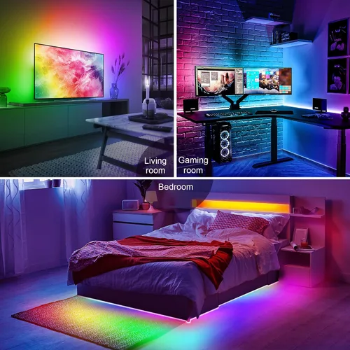 Miniatura 7 de PANTON VILLA Luces LED para televisores de 55 a 75 pulgadas, kit de retroiluminación LED ICRGB de 16.4 pies con aplicación y control remoto