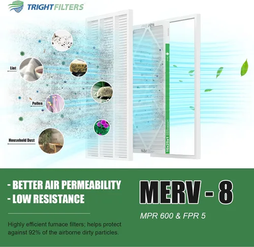 Miniatura 5 de TRIGHTFILTERS - Filtro de aire de 16 x 25 x 1, paquete de 4, MERV 8, filtros plisados de defensa contra el polvo para reemplazo de aire