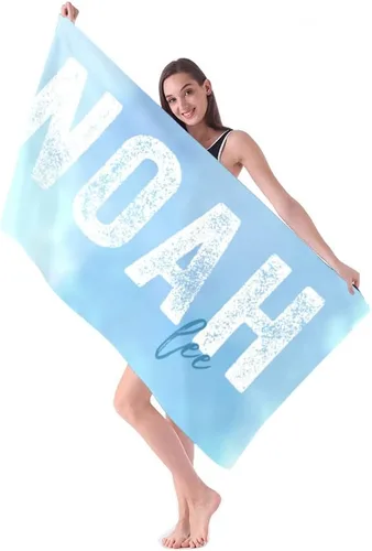 Miniatura 3 de Toalla de playa personalizada con nombre para playa, piscina, diversión de verano, regalos para niños, adultos y parejas (azul)