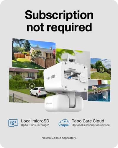 Miniatura 10 de Tapo Cámara de seguridad de doble lente 2K panorámica/inclinación inalámbrica con panel solar, gran angular de 165° + telefoto de 0.236 in