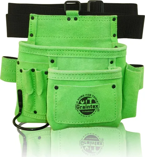 Miniatura 16 de Graintex Cinturón/Bolsa de herramientas de piel de ante de 5 bolsillos Rosa Cinturón de herramientas de cuero multiusos para mujeres y hombres