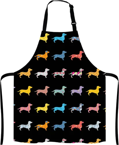 Miniatura 10 de Delantal de perros de animales, divertido delantal con cuello ajustable para hombres y mujeres, adecuado para el hogar, cocina, camarera, chef