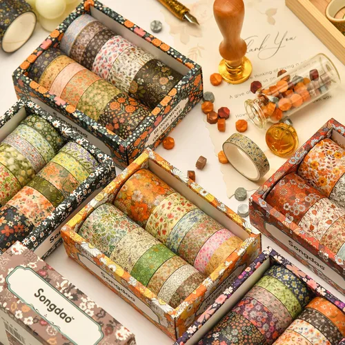 Miniatura 9 de 12 rollos de cinta washi con flores, juego de cinta adhesiva artística floral, cinta decorativa de jardín en flor para manualidades, niños, álbumes