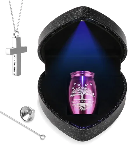 Miniatura 10 de Mini urnas para cenizas humanas recuerdo con caja de corazón, collar de urna y embudo, hermosos regalos conmemorativos pequeñas urnas de cremación