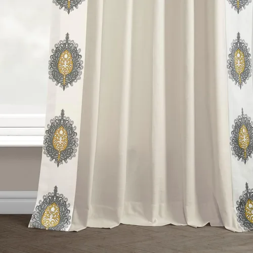 Miniatura 7 de HPD Half Price Drapes Cortinas de algodón sólido con bordes para dormitorio y sala de estar 50 X 84, DTCC-SB220614-84 (1 panel) Mayan Gold