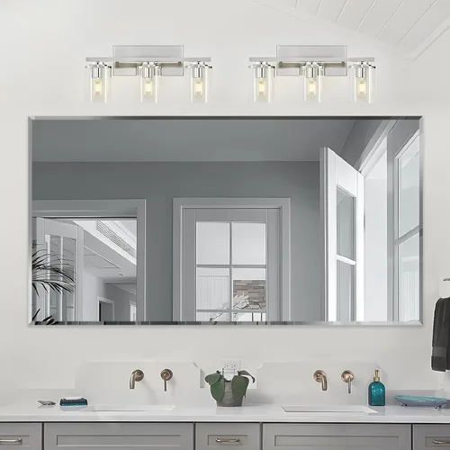 Miniatura 14 de Espejo de borde biselado de 20x28 pulgadas sin marco, rectangular para pared de baño, a prueba de explosiones y roturas, espejo de tocador