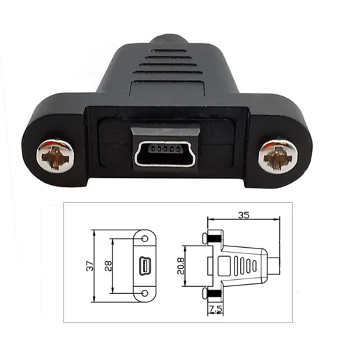 Miniatura 8 de cablecc Tipo de montaje en panel Mini USB2.0 5Pin macho a hembra Cable adaptador de extensión con tornillos 19.7 in