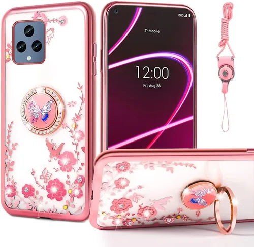 Miniatura 10 de Funda para T-Mobile Revvl 6 5G (no Revvl 6 Pro), Funda para T-Mobile T Phone 5G/Revvl 6X Niñas Mujeres Glitter Linda Cubierta Transparente de Púrpura