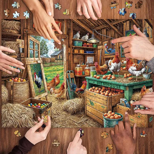 Miniatura 4 de Rompecabezas de Gallinero para Adultos de 1000 Piezas, Rompecabezas para Adultos, Juguetes de Juego Desafiantes para Adultos, Rompecabezas