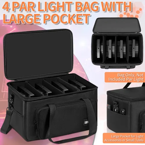 Miniatura 3 de IBVIVIC 4 Par Light Bag Funda Rígida Acolchada para Almacenamiento de Luces de Parola de Escenario