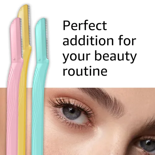 Miniatura 9 de Amazon Basics - Herramienta multiusos de limpieza de cejas y afeitadora facial para mujer, incluye cubierta de cuchilla, multicolor, 3