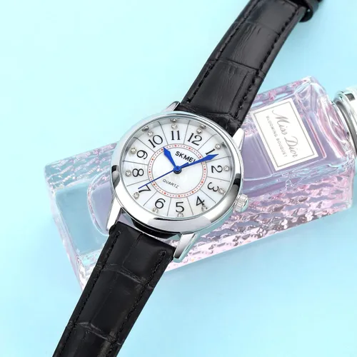 Miniatura 4 de SKMEI Lady Watches for Women Waterproof Leather Band Easy Reader Dress Diamond Analog Quartz Small Face Business Light Wrist Watch Girls Gifts