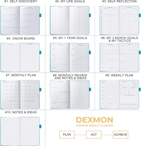 Miniatura 5 de Planificador edición premium, lujosa agenda semanal y mensual sin fecha para aumentar la productividad, gestión del tiempo y alcanzar tus