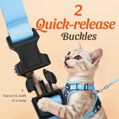 Miniatura 4 de Dooradar Juego de arnés y correa para gato, chaleco ajustable seguro a prueba de escapes, para caminar, chaqueta de malla suave y transpirable