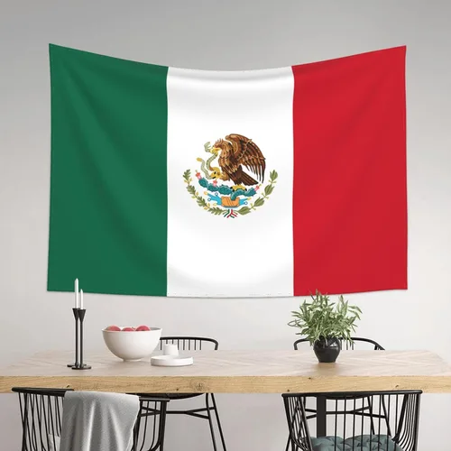 Miniatura 4 de JUHIOPOI Tapiz de pared con bandera de México, hippie mexicano para dormitorio y sala de estar (60 x 50 pulgadas)
