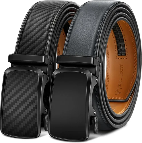 Miniatura 26 de BULLIANT - Paquete de 2 cinturones de cuero con trinquete para hombre, ajustables, corte de 1 3/8 para un ajuste perfecto, regalo para hombre