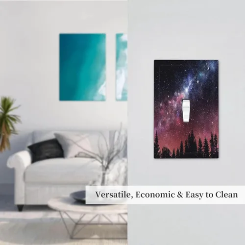 Miniatura 183 de Cubiertas de placa de pared de 3 gang con interruptor de luz de triple palanca, en negro y dorado con esplendor de oro rosa, estampado floral