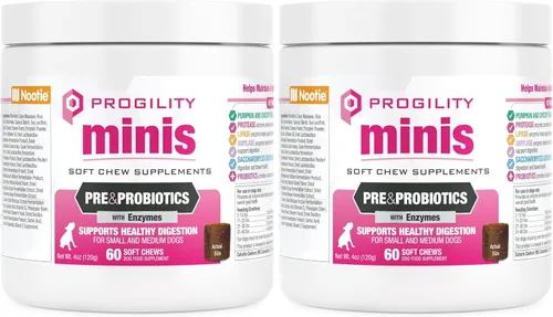 Miniatura 4 de Nootie Progility - Mini suplemento pre y probiótico, suplemento de ayuda digestiva para perros, 60 masticables suaves por envase