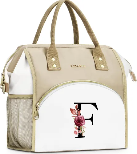 Miniatura 14 de Lonchera con inicial para mujer, lonchera térmica para niñas, lonchera grande para adultos, a prueba de fugas, para trabajo de picnic, bolsa de mano