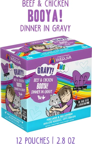 Miniatura 2 de Weruva B.F.F. OMG - Best Feline Friend Oh My Gravy!, Booya! - Alimento para gatos con carne de res y pollo en salsa, bolsa de 2.8 onzas