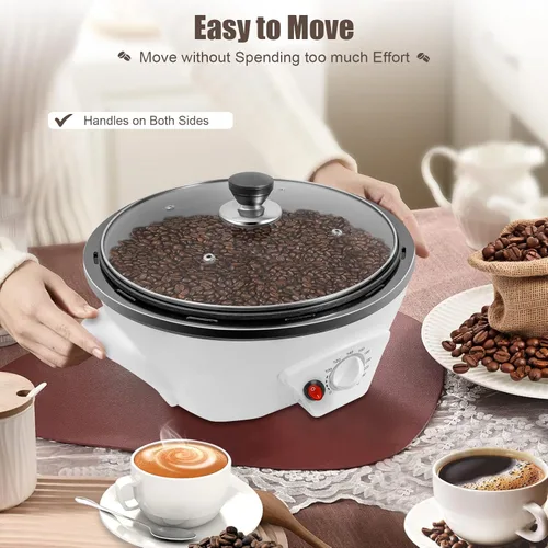 Miniatura 6 de Tostador de café eléctrico para uso doméstico, tostadora de café de grano de maní de 800 W, temperatura ajustable, para cafeterías, familias, clubes