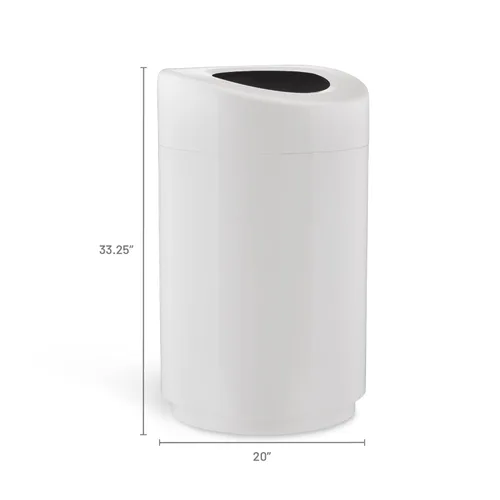 Miniatura 6 de Safco Bote de basura con tapa abierta, 30 galones, de acero inoxidable, moderno, para uso en interiores, color blanco 2-Blanco
