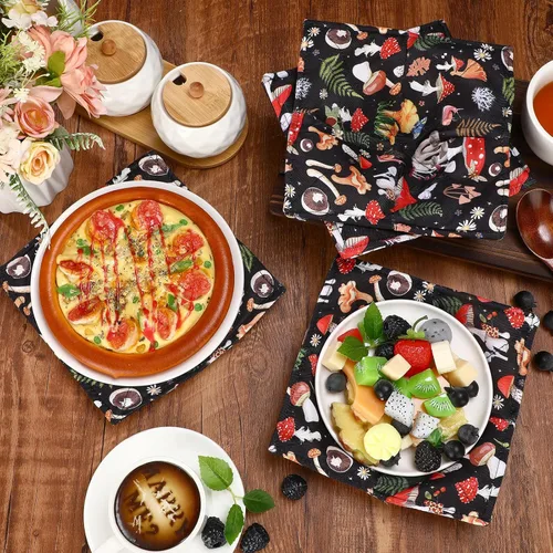 Miniatura 6 de Cunhill 4 Piezas Soportes Acogedores de Algodón para Tazones de Microondas para Comida Caliente Almohadillas Calientes Agarraderas para Tazones