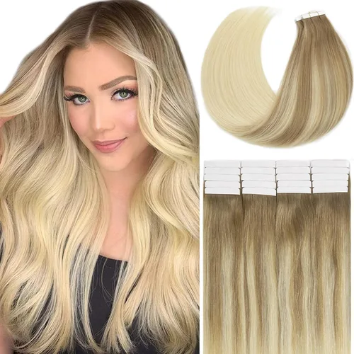 Miniatura 18 de Loxxy Extensiones adhesivas de cabello humano de 12 pulgadas, extensiones de cabello humano real color negro azabache, con cinta adhesiva de trama
